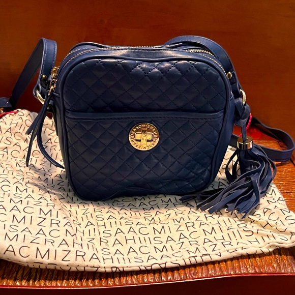 Isaac Mizrahi Handbags - Isaaac Mizrahi Navy blue leather quilted crossbody.